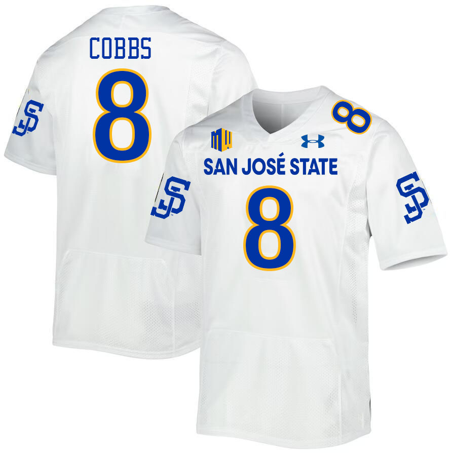 #8 Jordan Cobbs SJSU Jersey,San Jose State Spartans Football Jersey College Uniforms-White